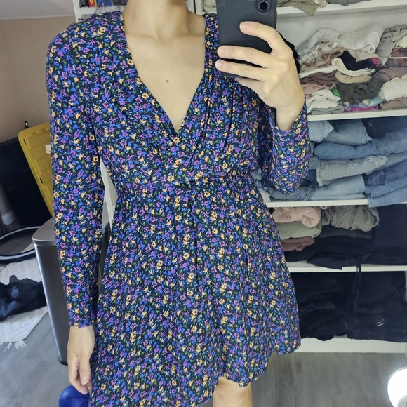 ZARA BLUE FLORAL MINI DRESS - Picture 9 of 9